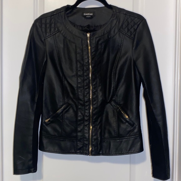 Bebe black quilt leather jacket - Picture 1 of 5